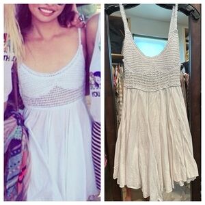 White Crochet Cotton Mini Dress